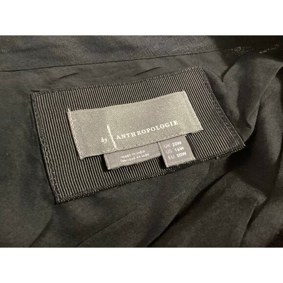 Anthropologie one shoulder linen wrap preppy dress size 16 black - Picture 11 of 11